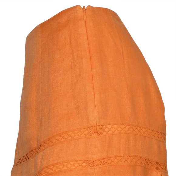LAUREN Ralph Lauren Fit and Flare Orange Linen Skirt Size 4 - Picture 6 of 9